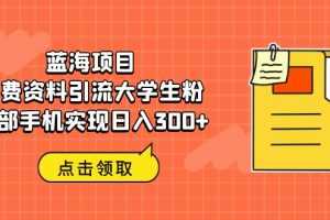 (6546期)蓝海项目,免费资料引流大学生粉一部手机实现日入300+