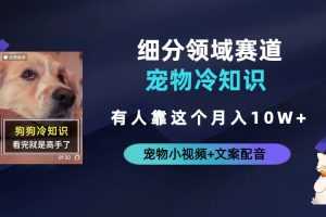 （6543期）不起眼的抖音细分赛道-宠物冷知识，一段宠物视频配文案，有人靠这个月入10w