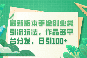 （6324期）最新版本手绘创业类引流玩法，作品多平台分发，日引100+创业粉