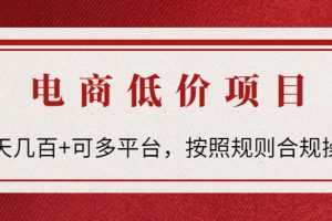 （4350期）电商低价赔FU项目：一天几百+可多平台，按照规则合规操作！