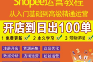 （3334期）shopee运营教程：从入门基础到高级精通，开店到日出100单（全套课程）