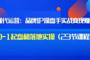 （3138期）秒懂代运营：品牌IP操盘手实战赚钱，0-1起盘和落地实操（23节课程）价值199