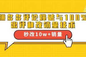 （1645期）拼多多评论爆破与100%出评和改销量技术：秒改10w+销量