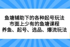 鱼塘 辅助下的各种起号玩法，市面上少有的鱼塘课程 养鱼 起号 选品 爆流（11.4更新）