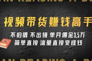 视频带货赚钱高手课程：不拍摄 不出镜 单月佣金3.5w 简单直接 流量直接变钱