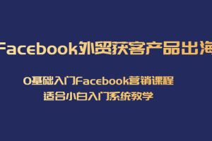 Facebook外贸获客产品出海，0基础入门Facebook营销课程，适合小白入门系统教学