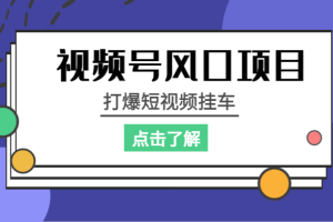 视频号风口项目，打爆短视频挂车