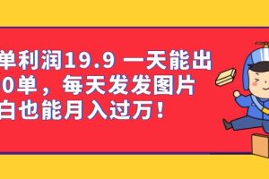 一单利润19.9 一天能出100单，每天发发图片 小白也能月入过万（教程+资料）