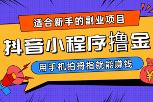 抖音小程序撸金项目，用手机每天拍个拇指挂载一下小程序就能赚钱