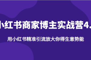 小红书商家博主实战营4.0，用小红书精准引流放大你得生意势能