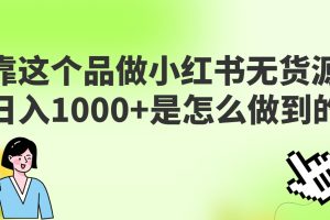 做小红书无货源，靠这个品日入1000是如何做到的？保姆级教学，超级蓝海赛道