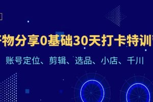 好物分享0基础30天打卡特训营：账号定位、剪辑、选品、小店、千川