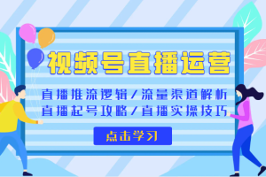 视频号直播运营 视频号直播推流逻辑/流量渠道解析/直播起号攻略/直播实操技巧