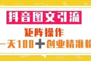 抖音图文引流 矩阵操作 一天100+创业精准粉（5节视频课+素材模板）