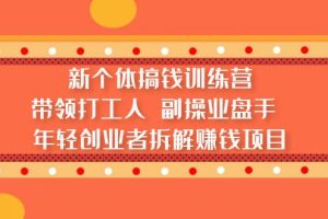 新个体搞钱训练营：带领打工人 副操业盘手 年轻创业者拆解赚钱项目