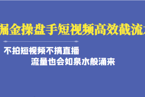 掘金·操盘手（高效·截流术）单人·月撸2万＋当天上手 快速变现 操作简单