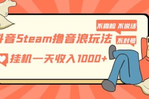 抖音Steam撸音浪玩法 挂机一天收入1000+不露脸 不说话 不封号 社恐人群福音