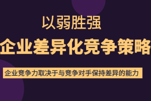 以弱胜强企业差异化竞争策略，提高企业竞争力和对手保持差异的能力（价值618元）