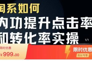 淘系搜索实操课 提升点击率和转化率 深度解析搜索流量底层逻辑（价值999元）