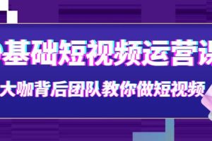 0基础短视频运营课：大咖背后团队教你做短视频（28节课时）