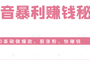 抖音暴利赚钱秘籍：0基础做爆款、狠涨粉、快赚钱（完结）