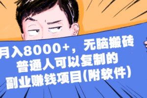 月入8000+，无脑搬砖，普通人可以复制的副业赚钱项目(视频教程附软件)