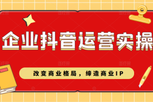 企业抖音短视频运营实操课，改变商业格局，缔造商业IP