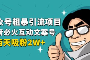 公众号粗暴引流项目：抖音必火互动文案号，两天吸粉2W+（可持续操作）无水印