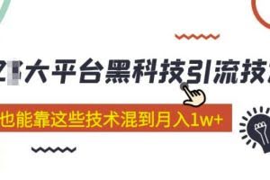 大平台黑科技引流技术，小白也能靠这些技术混到月入1w+(2022年的课程）