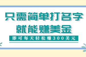 只需在网上输入一个单词或者名字就能赚钱，一天可以赚300美元【视频教程】