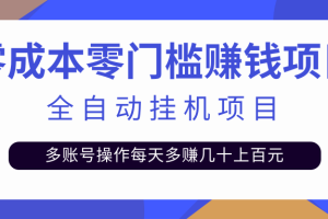 最新全自动挂机项目，零门槛多账号操作日赚几十上百元【视频教程】