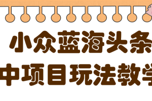 蓝海小众领域头条项目玩法，收益稳定，做的时间越久收益越高