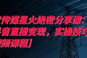 鲸叹传媒星火绝密分享课：最强抖音直播变现，实操技巧【视频课程】