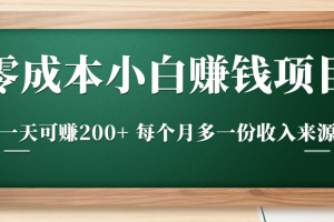 零成本小白赚钱实操项目，一天可赚200+ 每个月多一份收入来源