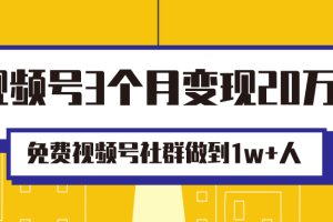 从0到1学视频号运营实操，免费视频号社群做到1w+人，并3个月变现20万+