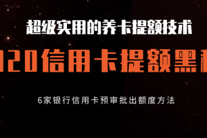 2020超级实用的养卡提额技术，信用卡提额黑科技，6家银行信用卡预审批出额度方法