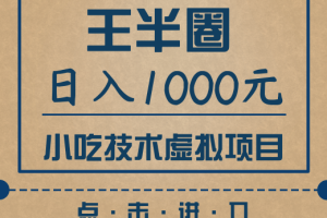 王半圈日入1000小吃技术虚拟项目（快手引流，豆瓣引流，闲鱼引流，变现）