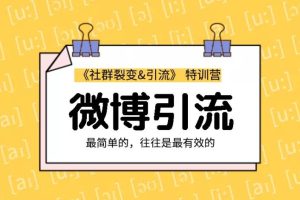 胜子老师：社群裂变&引流之微博引流2.0，设计低成本引流诱饵实战引流（价值99元）