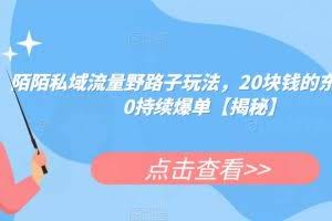 陌陌私域流量野路子玩法，20块钱的东西卖200持续爆单【揭秘】