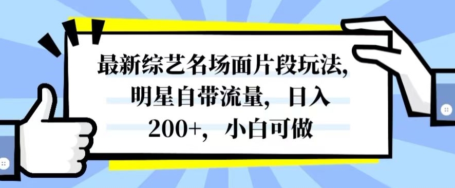 最新综艺名场面片段玩法，明星自带流量，日入200+，小白可做【揭秘】-吾爱自习网