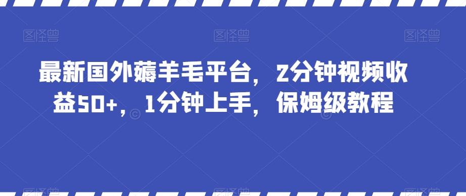 最新国外薅羊毛平台，2分钟视频收益50+，1分钟上手，保姆级教程【揭秘】插图