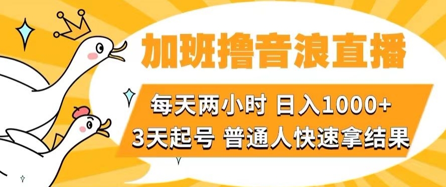 加班撸音浪直播，每天两小时，日入1000+，直播话术才3句，3天起号，普通人快速拿结果【揭秘】插图