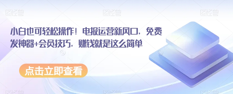 小白也可轻松操作！电报运营新风口，免费发神器+会员技巧，赚钱就是这么简单插图