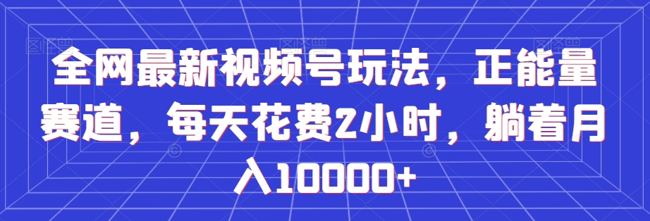 全网最新视频号玩法，正能量赛道，每天花费2小时，躺着月入10000+【揭秘】插图