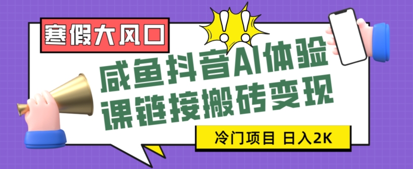 寒假大风口咸鱼抖音AI体验课链接搬砖变现，全网首发冷门项目，小白可日入2K+【揭秘】插图