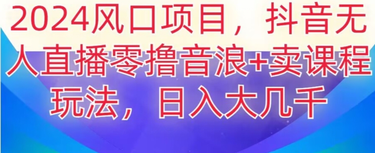 2024风口项目，抖音无人主播撸音浪+卖课程玩法，日入大几千【揭秘】插图