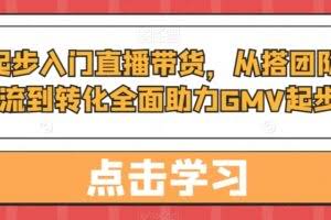 从0起步入门直播带货，​从搭团队到引流到转化全面助力GMV起步