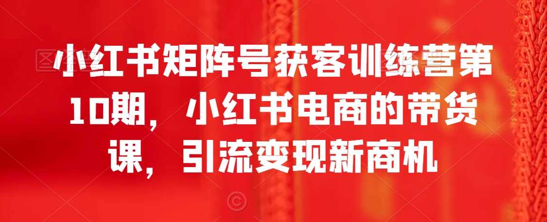 小红书矩阵号获客训练营第10期，小红书电商的带货课，引流变现新商机-吾爱自习网