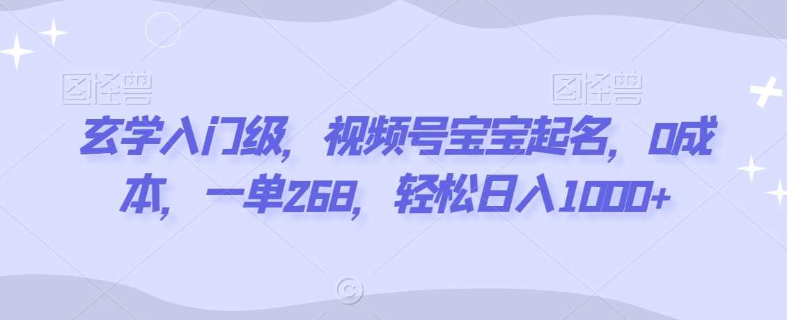 玄学入门级，视频号宝宝起名，0成本，一单268，轻松日入1000+【揭秘】插图