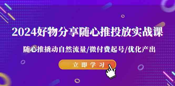 2024好物分享-随心推投放实战课 随心推撬动自然流量/微付费起号/优化产出-讯领网创